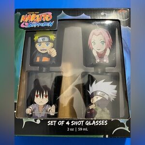 🎁NARUTO SHIPPUDEN SHONEN JUMP SHOT GLASSES. BRAND NEW SET OF 4.